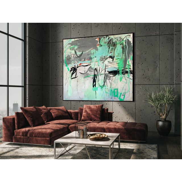 Abstract Contemporary Abstract Acrylic and Pastel on Canvas "The Seventeenth Tide" by Macha Poynder For Sale - Image 3 of 3