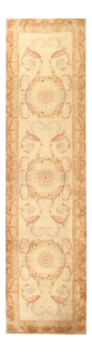 Pasargad Beige Hand-Knotted Abusson Runner- 2′7″ × 10′