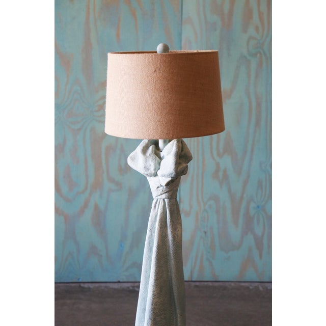 Vintage Sculptural Trompe l'Oeil Plaster "Drape" Floor Lamp After John Dickinson For Sale - Image 6 of 16