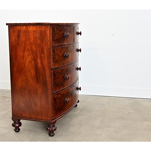 English 19th Century Mahogany Bowfront Chest of Drawers For Sale - Image 9 of 11