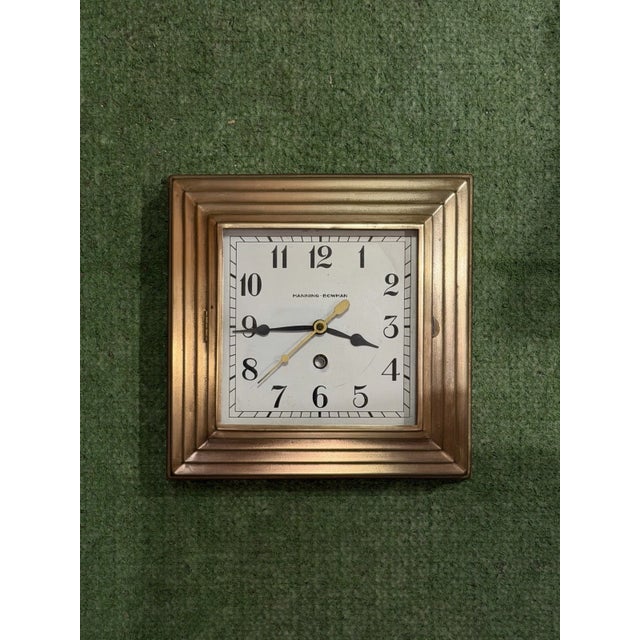 Metal 1920s Manning Bowman Art Deco Machine Age Wall Clock For Sale - Image 7 of 12