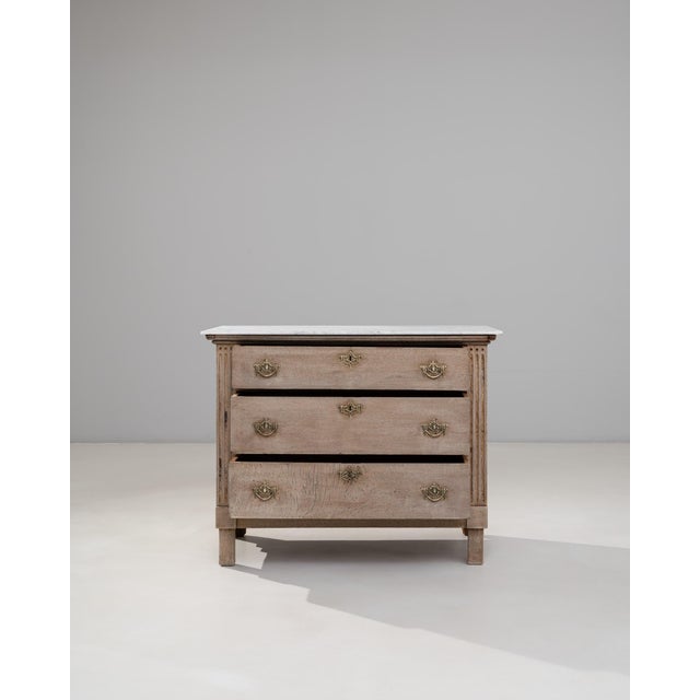 19th Century French Louis XVI Oak Chest of Drawers With Marble Top For Sale - Image 4 of 18