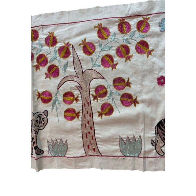 Mid-Century Modern Tiger Suzani Wall Hanging, Magenta Blossom For Sale - Image 3 of 5