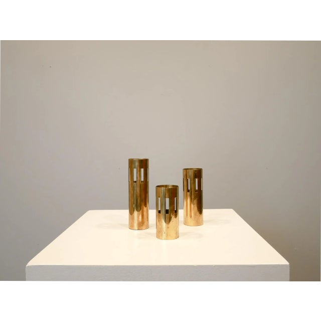Brass Candleholders, Denmark, 1970s, Set of 3 For Sale - Image 4 of 6