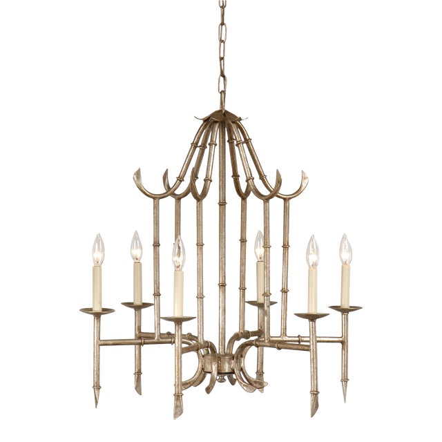 Silver Metal Bamboo Chandelier For Sale