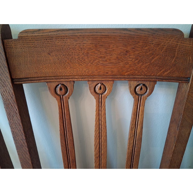 Set of 4 Original Arts and Crafts Oak Dining Chairs - Timeless Craftsmanship. For Sale - Image 9 of 12