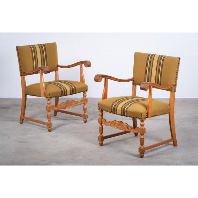 Brutalist Oak Armchairs, Denmark, 1960s, Set of 2 For Sale - Image 3 of 9
