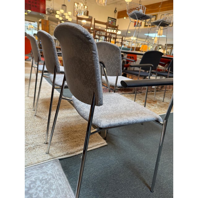 Pop Art Hightower Modernist Stackable Damask Print Arm Chairs, Pair For Sale - Image 3 of 12