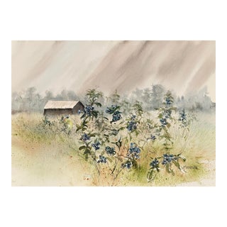 1970s Rural Landscape Watercolor Painting by Manchester For Sale