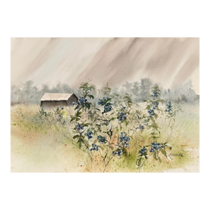 1970s Rural Landscape Watercolor Painting by Manchester