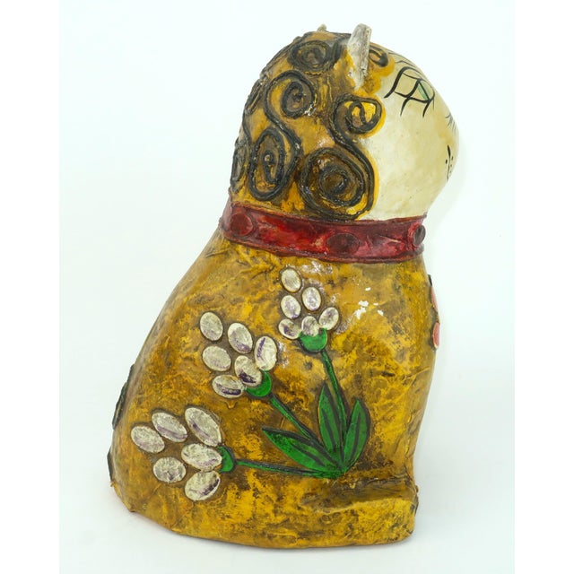 Vintage Mexican Papier Mache Folk Art Cat Sculpture For Sale In Atlanta - Image 6 of 14