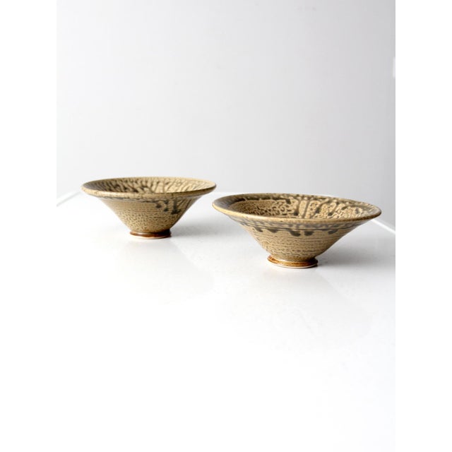 Contemporary Vintage Handmade Pottery Bowls Pair For Sale - Image 3 of 13