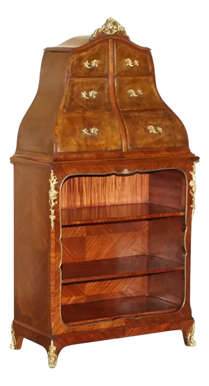 Antique Stamped Cabinet Bookcase and Drawers, 1890