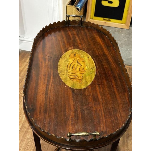 Antique English Wood Tray Top Serving Table For Sale - Image 4 of 12