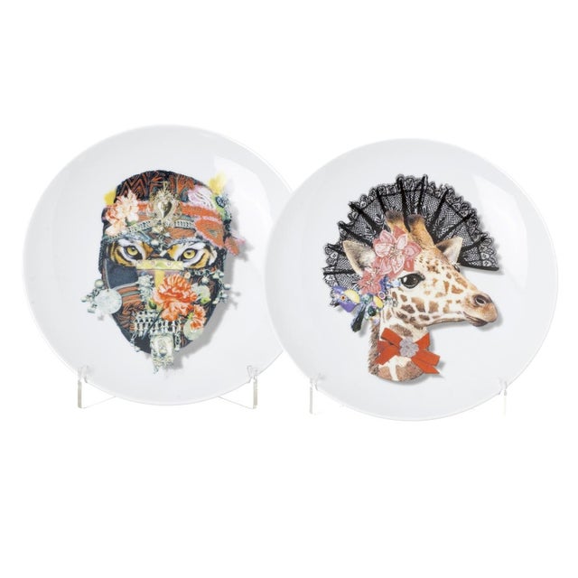 Black Porcelain Vista Alegre Plates by Christian Lacroix, Set of 2 For Sale - Image 8 of 8