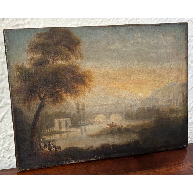 Small 17th or 18th Century Idyllic Landscape, After Claude Lorrain For Sale - Image 10 of 11