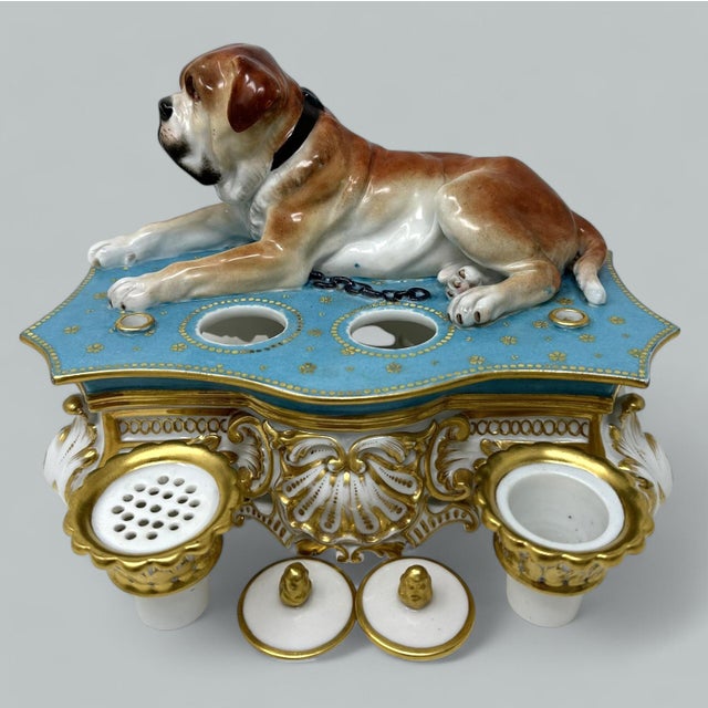Antique French Porcelain Jacob Petite Desk Set Inkstand Provenance Ava Gardner For Sale - Image 4 of 8
