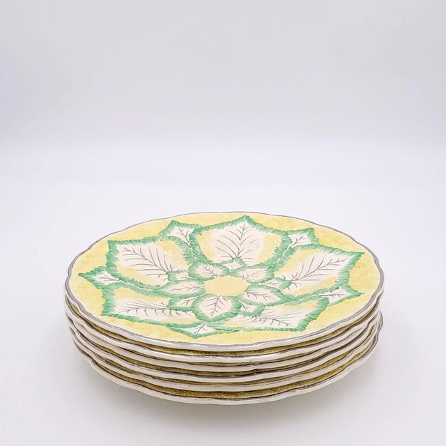 Art Deco Six Majolica Wedgwood Plates, England Circa 1920 For Sale - Image 3 of 10