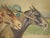 Classic watercolor depicting two racehorses neck & neck down the stretch!~