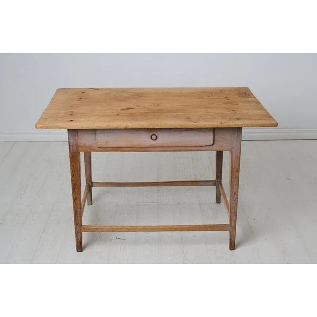 Wood Antique Swedish Country House Table with Drawer For Sale - Image 7 of 11