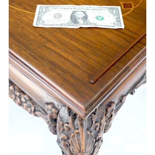 Removable tray top pierce carved inlayed walnut side end table stand mint!