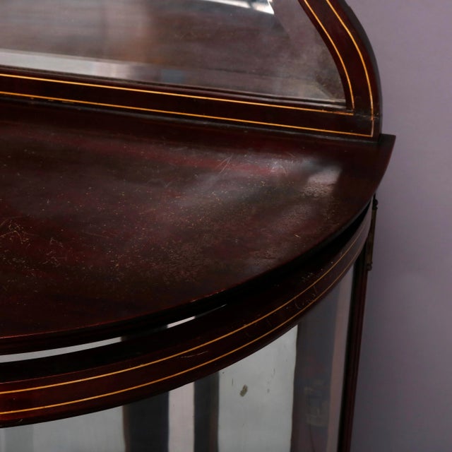 Antique French Louis XVI Mahogany Demilune Vitrine For Sale - Image 12 of 13