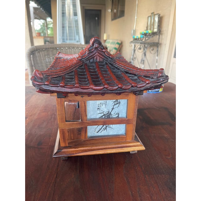 1960s Vintage Japan Korea Handmade Wood Hanok Geisha House Table Lamp For Sale - Image 5 of 8