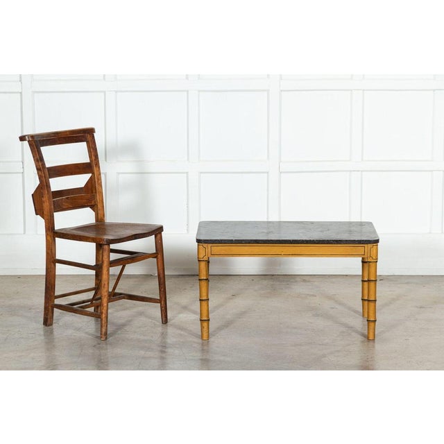 Mid 19th Century 19th Century English Faux Bamboo, Marble & Painted Beech Coffee Table, 1850s For Sale - Image 5 of 17