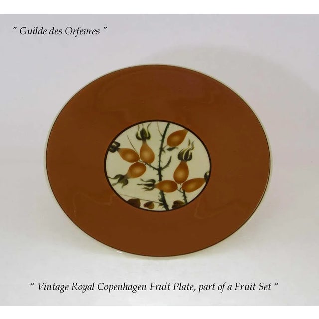 Orange 1950’s Vintage Royal Copenhagen Fruit Orange Decoration Plates- Set of 7 For Sale - Image 8 of 10