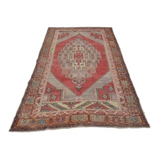 Floral Anatolian Vintage Wool Rug For Sale