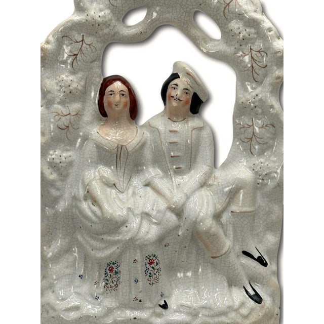 Mid 20th Century Large Mid 19th Century Antique English Staffordshire Pottery Queen Victoria & Prince Albert Garden Trellis Figure For Sale - Image 5 of 12