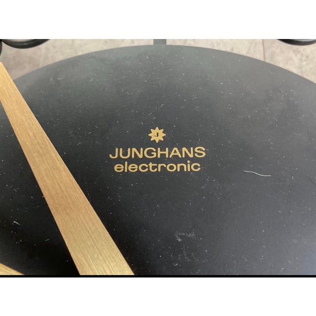 1960s Mid-Century Modern Junghans Electronic "Ato-Mat" Wrought Iron Wall Clock For Sale - Image 5 of 5