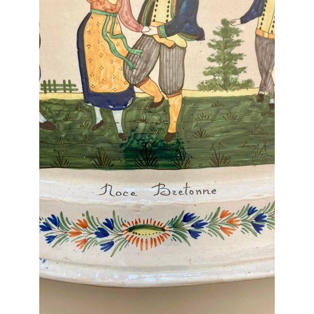 French Country Antique French Faience Hb Quimper Large Fish Platter 24" 19th C. For Sale - Image 3 of 8