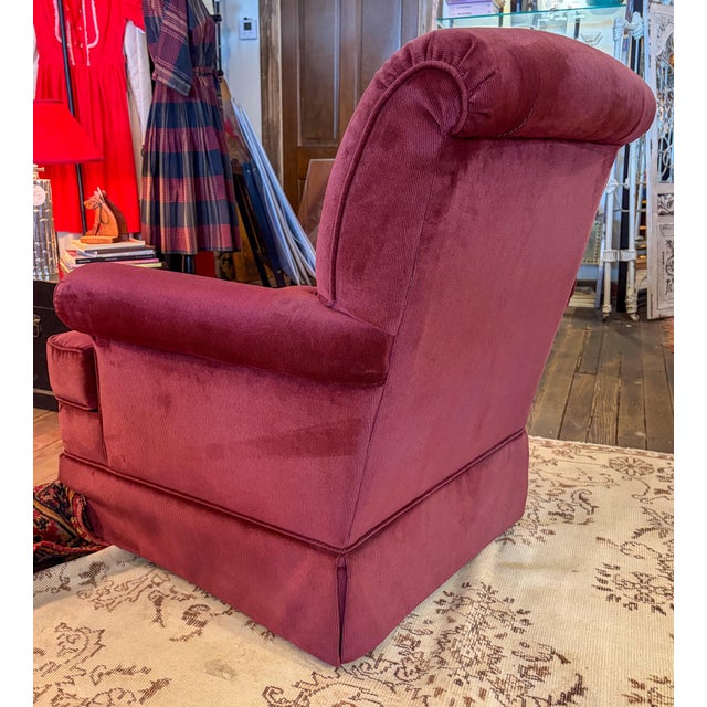 Vintage 1990s Pair of Flexsteel Burgundy/Dark Plum Club Chairs or Lounge Chairs For Sale In Saint Louis - Image 6 of 11