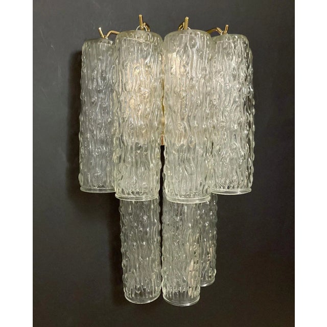 Mid 20th Century Textured Tubes Sconces - a Pair For Sale - Image 4 of 9