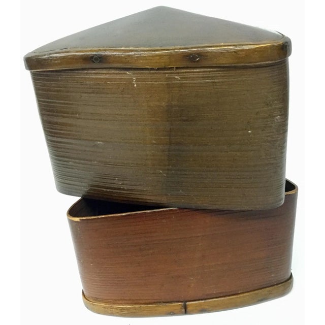Coffee 1980s Bamboo Artisan Art Trinket Box For Sale - Image 8 of 13