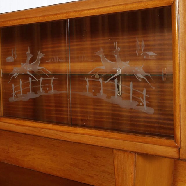 Art Deco Italian Walnut Sideboard with Display Cabinet, 1940s For Sale - Image 6 of 8