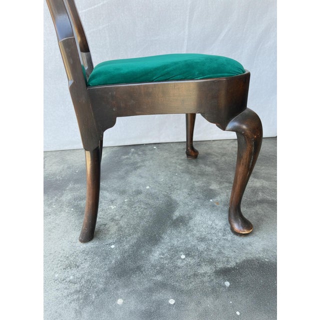 Vintage Queen Anne Dining Chairs - Emerald Velvet - Set of 6 For Sale In Greensboro - Image 6 of 12
