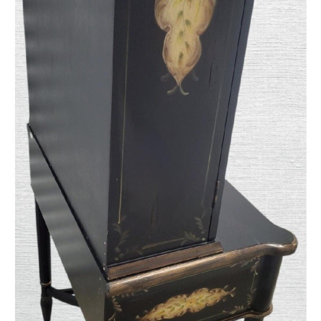 Vintage Pagoda Black Chinoiserie Glass Front Storage Curio Cabinet For Sale - Image 10 of 17