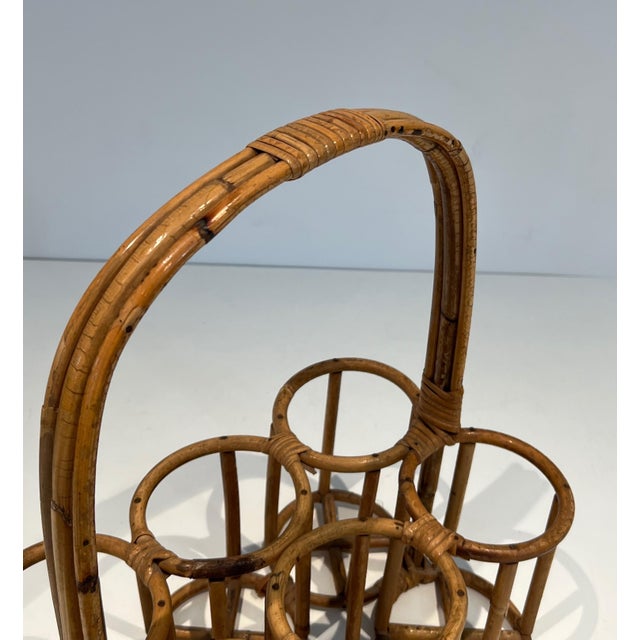 Brown Rattan bottle holder. French work. Circa 1950 For Sale - Image 8 of 12