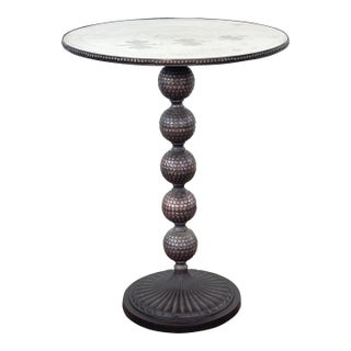 Vintage Etched Dragonfly Mirrored Top Side Table For Sale