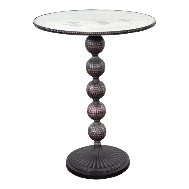 Vintage Etched Dragonfly Mirrored Top Side Table For Sale