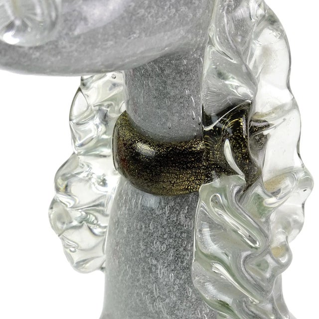 Murano Vintage Murano Barbini Label Gray Black Gold Flecks Italian Art Glass Poodle Puppy Dog Figure Sculpture For Sale - Image 4 of 8