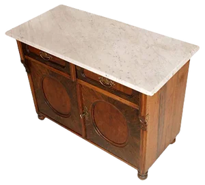 Antique Italian Biedermeier Cabinet with Carrara Marble Top
