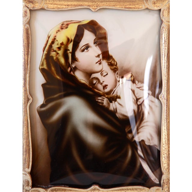 Mid-Century Modern Italian Glass Print of Madonna Del Riposo, 1940s For Sale - Image 3 of 11