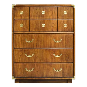 Mid Century Campaign Highboy Chest Accolade Collection by Drexel