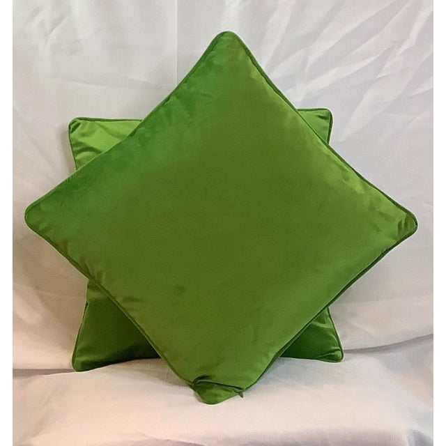 Contemporary Italian Green Apple Velvet Pillows - A Pair For Sale - Image 4 of 7