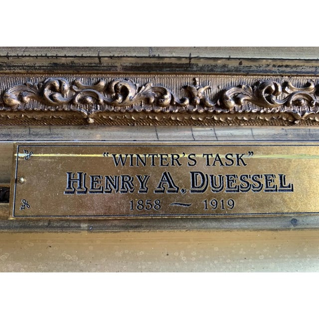 Realism "Winter's Task" Oil on Canvas by Henry a Duessel For Sale - Image 3 of 4