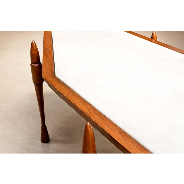 Brazilian Modern Coffee Table in Caviúna Wood and Marble by Bertomeu, Brazil, 1960s For Sale - Image 14 of 17