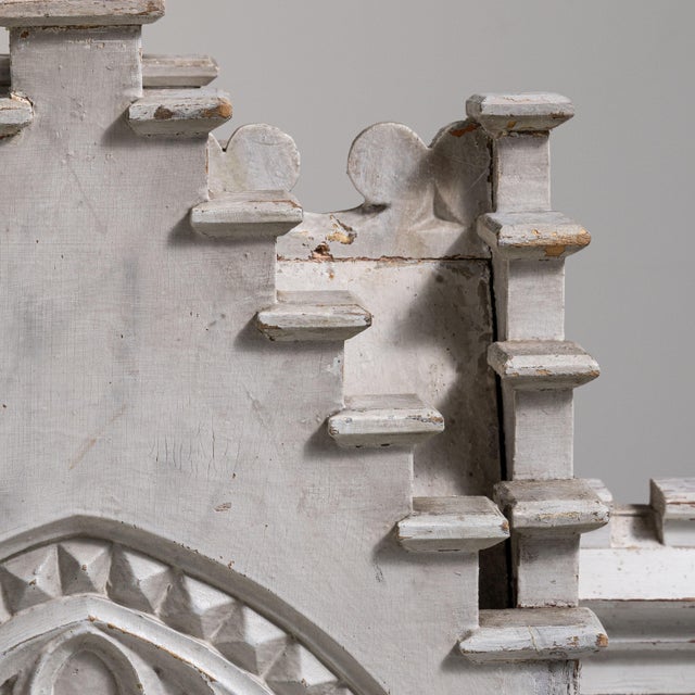 19th Century France Gothic Antique White Wood Decorative Object For Sale - Image 15 of 15